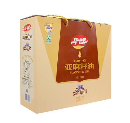 压榨一级亚麻籽油1L×4瓶（礼盒）