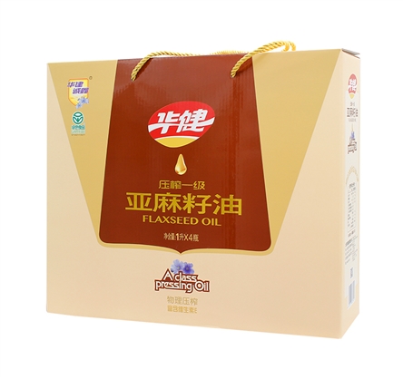 压榨一级亚麻籽油1L×4瓶（礼盒）